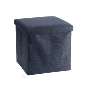 Taburet cu spatiu depozitare, pliabil, textil gri petrol 38 x 38 x 38 cm