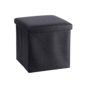 Taburet cu spatiu depozitare, pliabil, textil negru Amely 38 x 38 x 38 cm