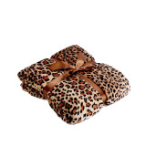 Patura flanel animal print maro crem 150 x 200 cm