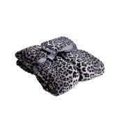 Patura flanel animal print negru gri 200 x 220 cm