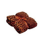 Patura flanel animal print maro 200 x 220 cm