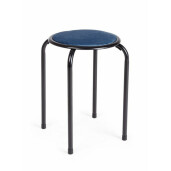 Taburet cu picioare din fier negru si sezut din velur albastru Amal 30x30x45 cm