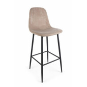 Scaun de bar cu spatar picioare fier negru cu tapiterie catifea bej Irelia 46 cm x 39 cm x 103 h x 76 h1