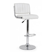 Scaun de bar cu spatar picior crom si sezut piele ecologica alba Barclay 46 cm x 51.5 cm x 88.5/109.5 h x 63/84 h1