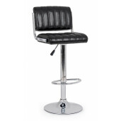 Scaun de bar cu spatar picior crom si sezut piele ecologica neagra Barclay 46 cm x 51.5 cm x 88.5/109.5 h x 63/84 h1