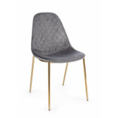 Scaun cu spatar tapitat din catifea gri Terry 48 cm x 55 cm x 85 h x 47 h