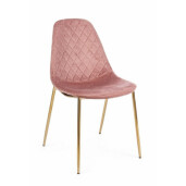 Scaun cu spatar tapitat din catifea roz Terry 48 cm x 55 cm x 85 h x 47 h