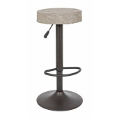 Scaun de bar cadru fier gri si sezut piele ecologica gri deschis Piper 35 cm x 35 cm x 64/85 h