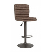 Scaun de bar cadru fier gri si sezut piele ecologica maro Connor 41 cm x 50 cm x 94.5-115.5 h x 63.5 - 84.5 h1