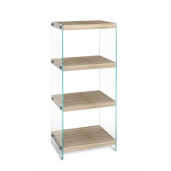 Raft 4 polite din mdf maro si sticla transparenta Kenya 40 cm x 30 cm x 100 h