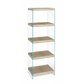 Raft 5 polite din mdf maro si sticla transparenta Kenya 40 cm x 30 cm x 131 h