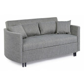 Canapea extensibila 3 locuri tapitata cu material textil gri Clayton 166 cm x 88 cm x 84 cm x 48 h1 x 68 h2