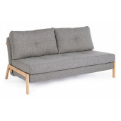 Canapea 2 locuri extensibila cu picioare din lemn natur si tapiterie textil gri Hayden 151 cm x 96 cm x 79 h