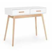 Consola cu 2 sertare lemn alb natur Ordinary 90 cm x 40 cm x 79 h