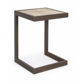 Taburet din fier maro cu sezut lemn natur Blocks 36x32x47 cm