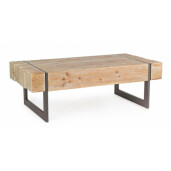 Masuta cafea cu blat lemn natur picioare fier maro Garret 120 cm x 60 cm x 40 h