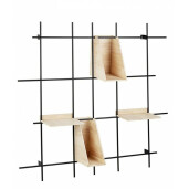 Raft de perete din fier cu 4 polite lemn natur District 105 cm x 20 cm x 105 h