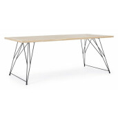 Masa cu picioare fier negru si blat lemn natur District 200 cm x 90 cm x 76 h