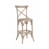 Scaun de bar din lemn gri cu sezut din rattan Cross 50 cm x 52 cm x 118 h x 73 h1