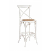 Scaun bar lemn alb rattan natur Cross 50x52x118 cm