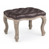 Taburet din lemn cu sezut piele ecologica maro Diva 53x42x38 cm