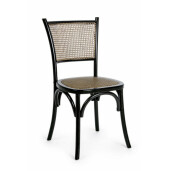 Scaun din lemn negru cu insertie rattan maro Carrel 45 cm x 53 cm x 89 h x 46 h1