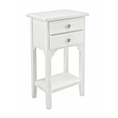 Noptiera 2 sertare si 1 polita din lemn alb Blanc 37 cm x 26.5 cm x 69.5 h