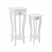 Set 2 masute din mdf alb patinat Blanc 30 cm x 30 cm x 78 h