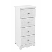 Comoda 4 sertare din lemn alb cu patina gri Blanc 31.5 cm x 26 cm x 80 h