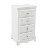 Comoda 4 sertare din lemn alb cu patina gri Blanc 40 cm x 30 cm x 76 h
