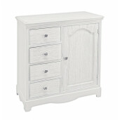 Comoda 4 sertare si 1 usa din mdf alb cu insertii gri Blanc 66 cm x 32.5 cm x 80 h