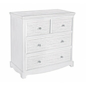 Comoda 4 sertare din lemn alb cu patina gri Blanc 80 cm x 40 cm x 80 h