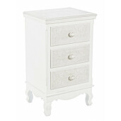 Noptiera 3 sertare din lemn alb Clorine 41 cm x 33.5 cm x 68.5 h