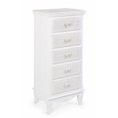 Comoda 5 sertare din lemn alb patinat Charlene 40 cm x 30 cm x 96.5 h