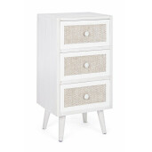 Comoda 3 sertare lemn alb natur Montiel 38x30.5x72.5 cm