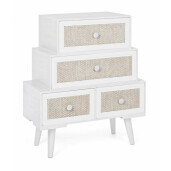 Comoda 2 sertare si 2 usi din lemn alb bej crem Montiel 60 cm x 30.5 cm x 70.5 h