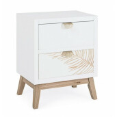 Comoda 2 sertare mdf alb natur Folium 45x30x60 cm