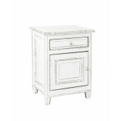 Noptiera 1 sertar 1 usa lemn alb antichizat Colette 50x40x65h
