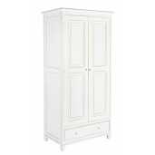 Dulap 2 usi 1 sertar din lemn alb antichizat 90 cm x 55 cm x 190 h