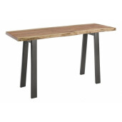 Consola cu picioare din fier negru si blat lemn maro Aron 130 cm x 45 cm x 76 h