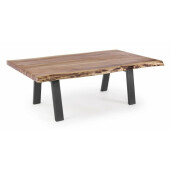 Masuta cafea blat lemn natur picioare fier negru Aron 115 x 65 cm x 40 h