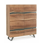 Comoda 2 usi din lemn maro cu insertie de metal  Aron 118 cm x 45 cm x 138 h