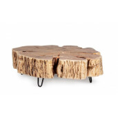 Masuta cafea cu picioare fier negru blat lemn natur Eneas 90 cm x 90 cm x 30 h 
