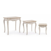 Set 3 masute lemn crem patinat Clarisse 32 cm x 32 cm x 36 h; 45 cm x  35 cm x 48 h; 60 cm x 40 cm x 60 h