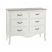 Comoda 6 sertare lemn alb natur Justine 100x40x83 cm