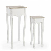 Set 2 masute lemn alb maro Justine 26x26x62 cm, 36x36x80 cm