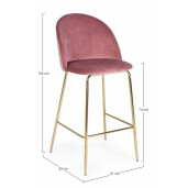 Set 2 scaune bar otel auriu catifea roz Carry 51x55x105x74 cm