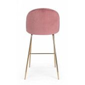 Set 2 scaune bar otel auriu catifea roz Carry 51x55x105x74 cm