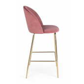 Set 2 scaune bar otel auriu catifea roz Carry 51x55x105x74 cm
