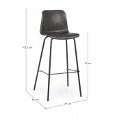 Set 2 scaune bar gri antracit Kyra 39x44x103.5 cm